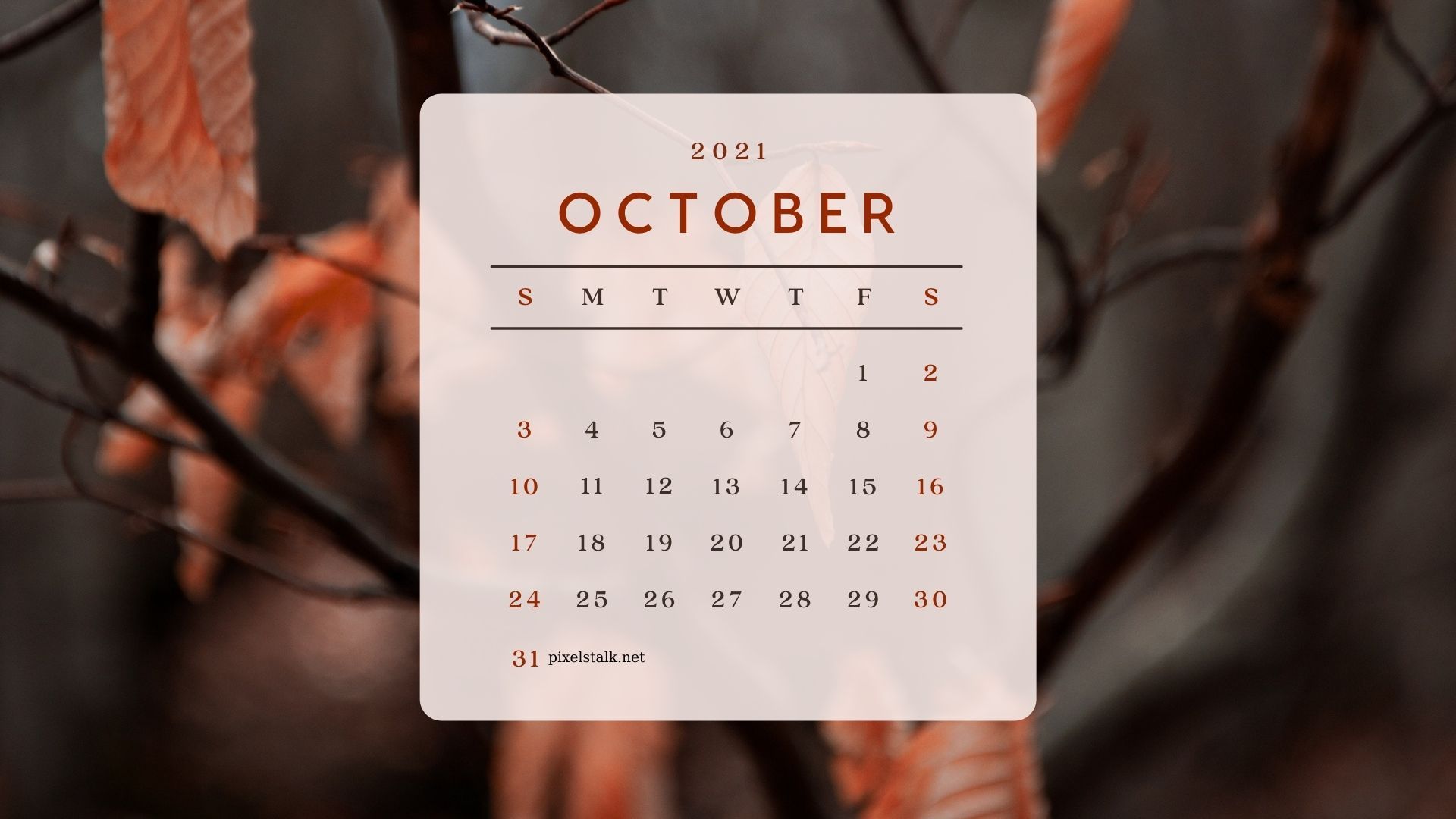 October Calendar Background