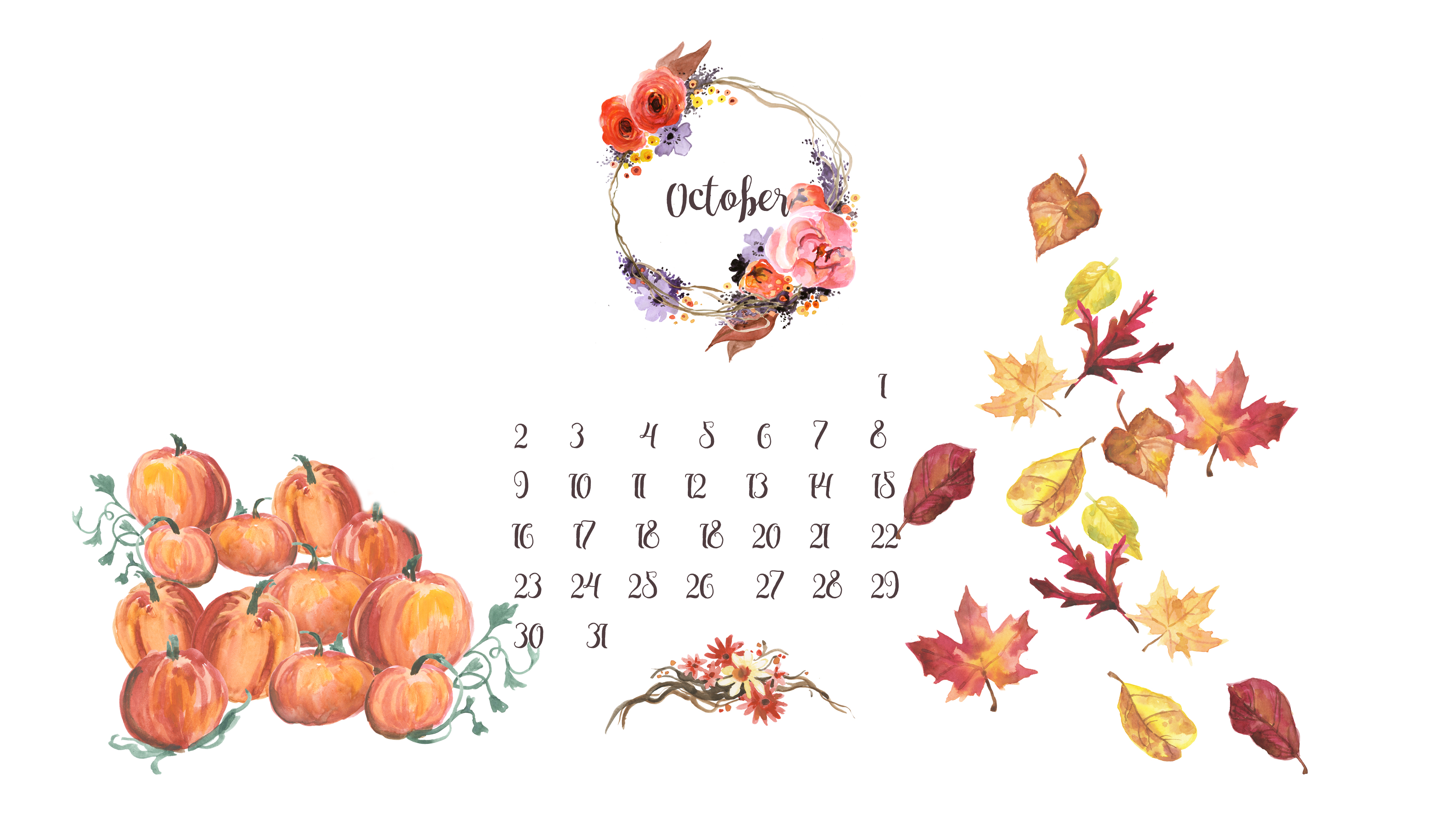 October Calendar Background