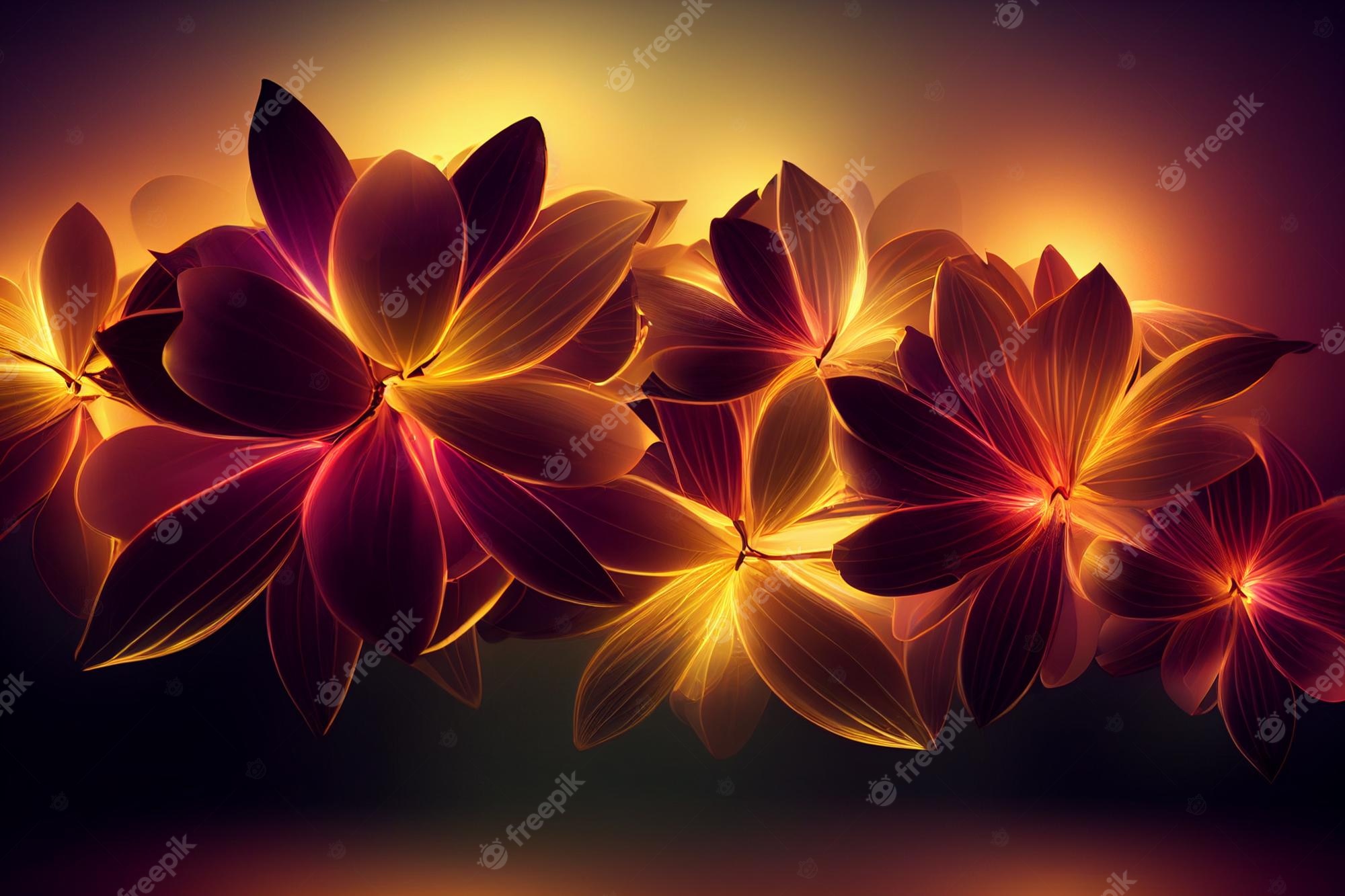 Orange And Blue Glowing Fractal Flowers Wallpapers