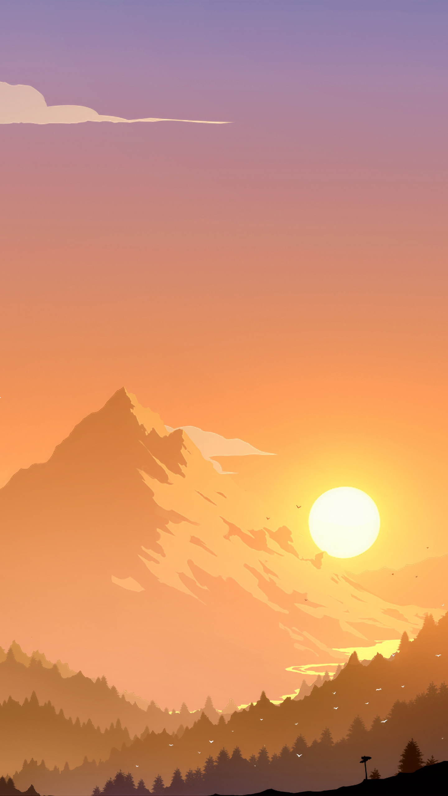 Orange Landscape Morning Minimal Wallpapers