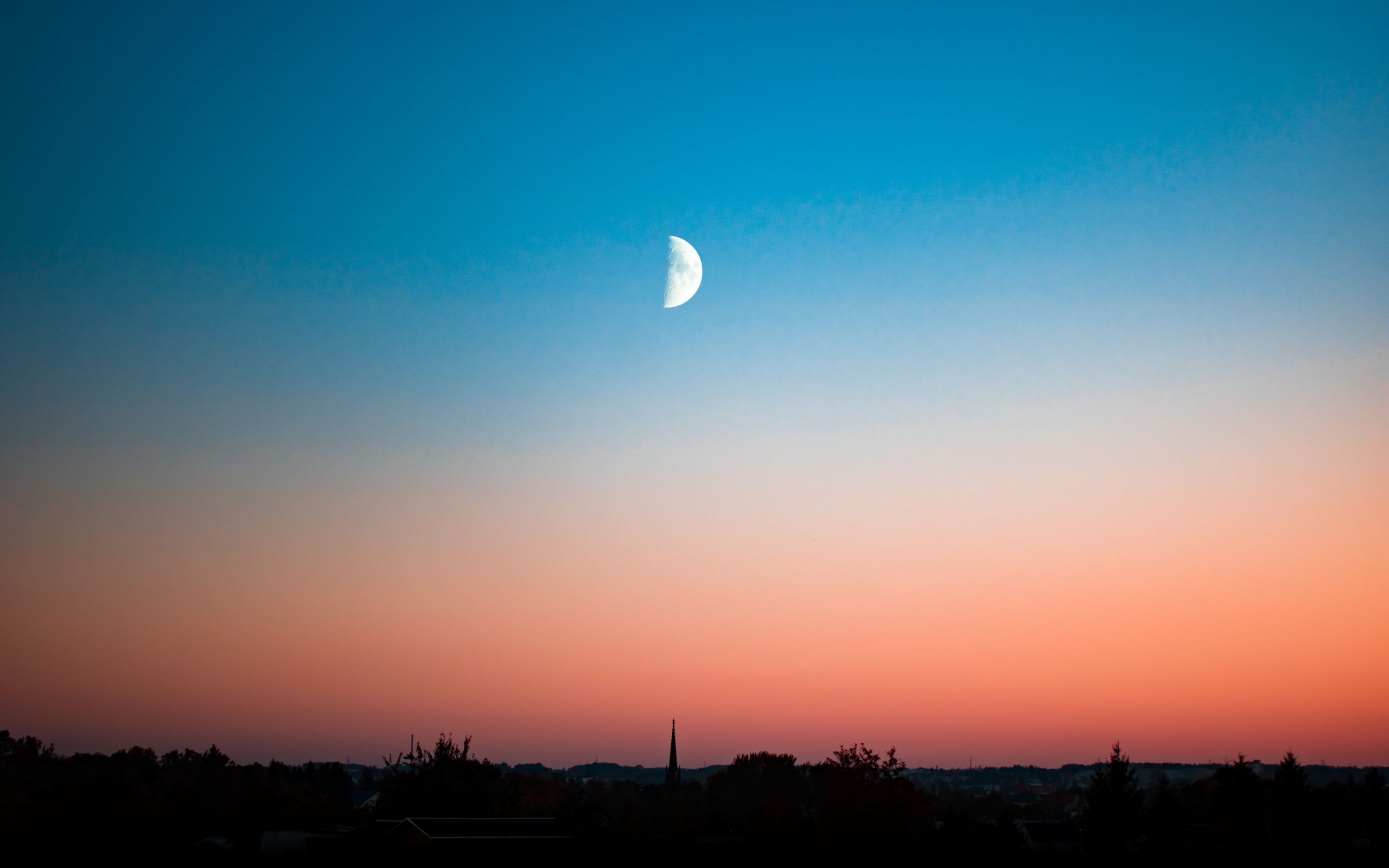 Orange Moon Near The Horizon Wallpapers