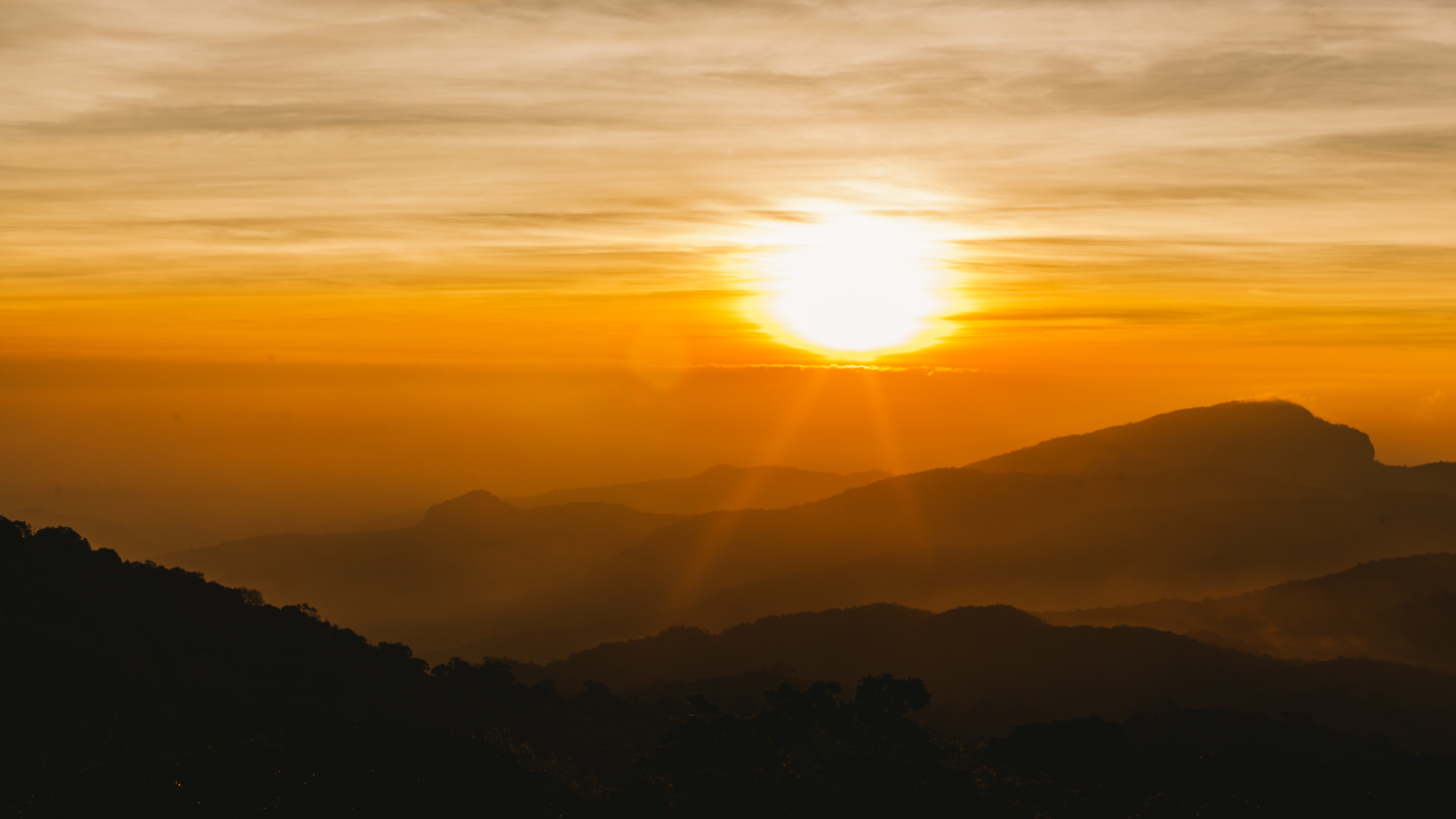 Orange Sunrise At Hills Wallpapers