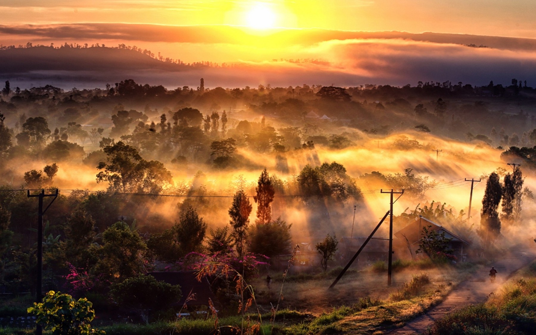 Orange Sunrise At Hills Wallpapers