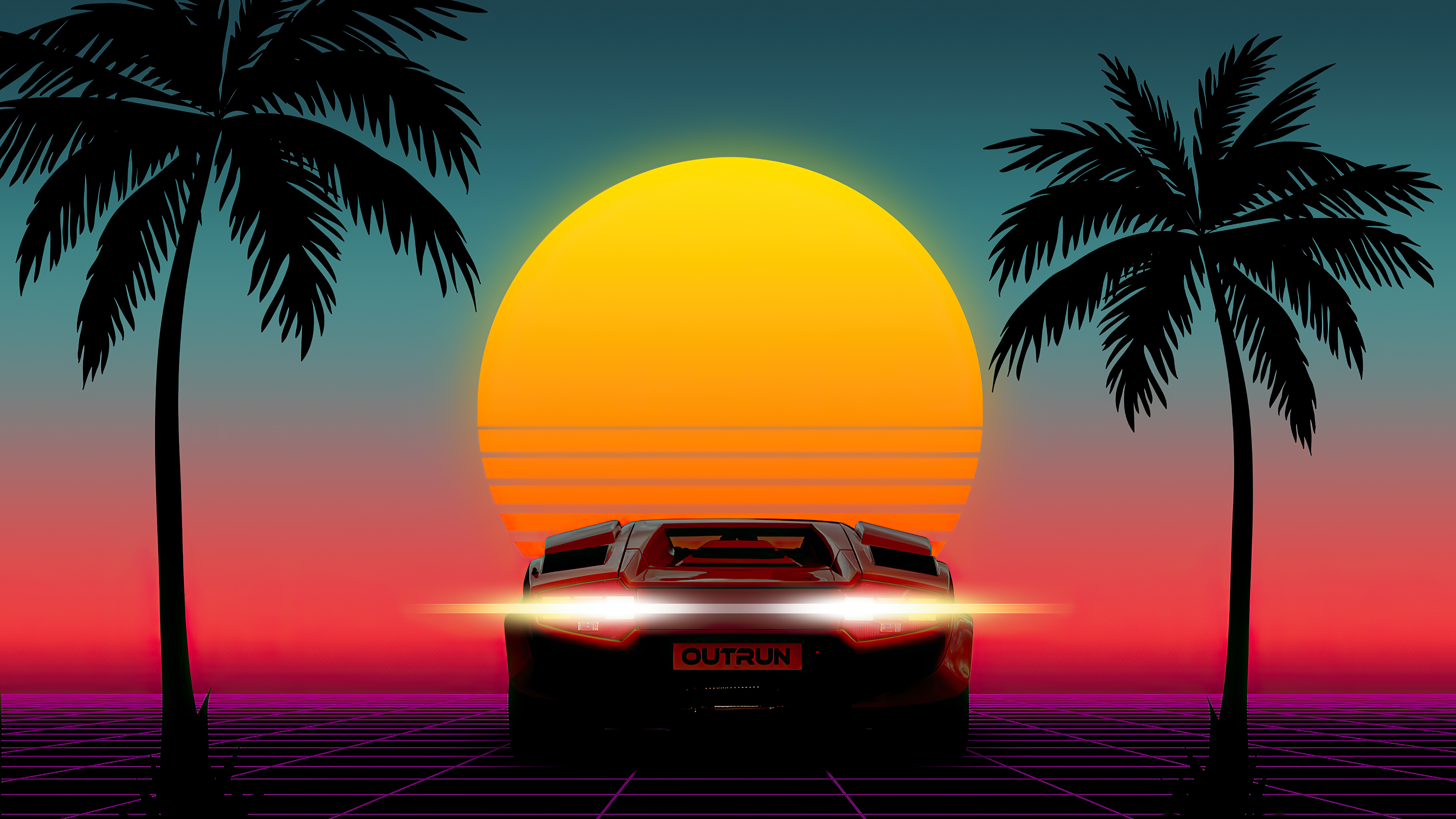 Outrun Sunset 4K Wallpapers