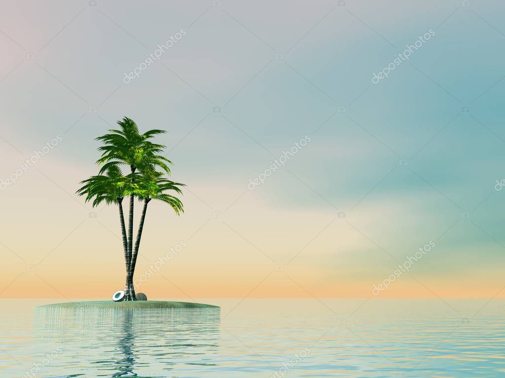 Palm Trees In The Middle Of Ocean Wallpapers