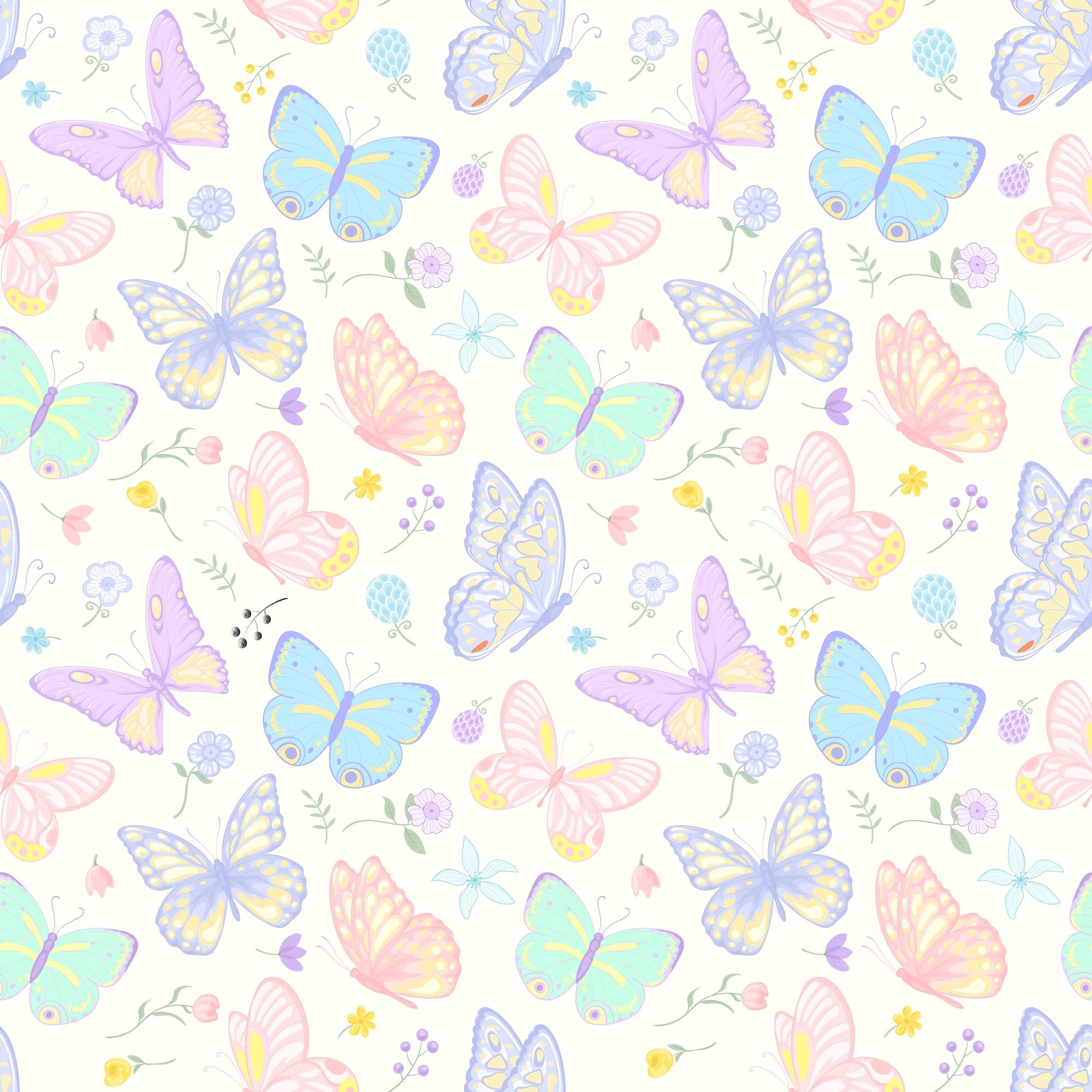 Pastel Flowers Butterflies Wallpapers