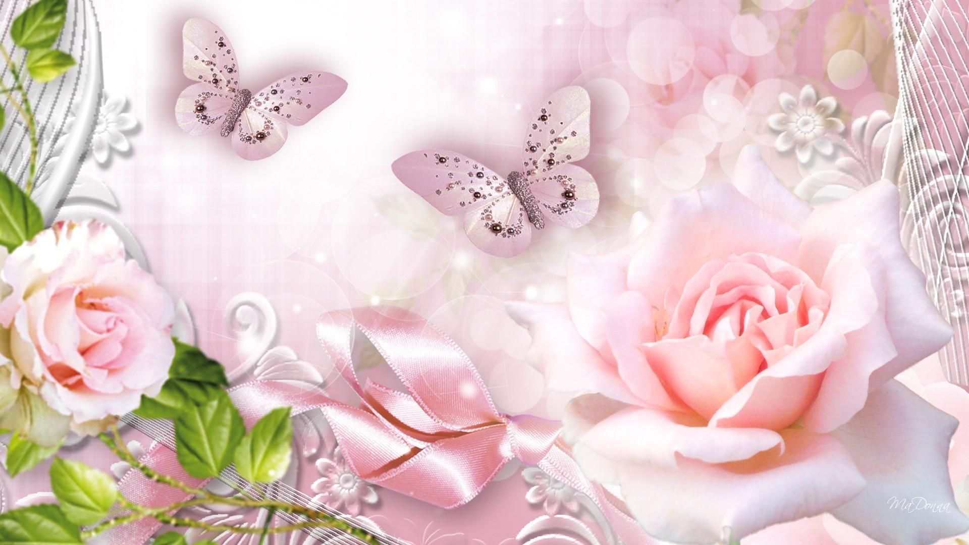 Pastel Flowers Butterflies Wallpapers