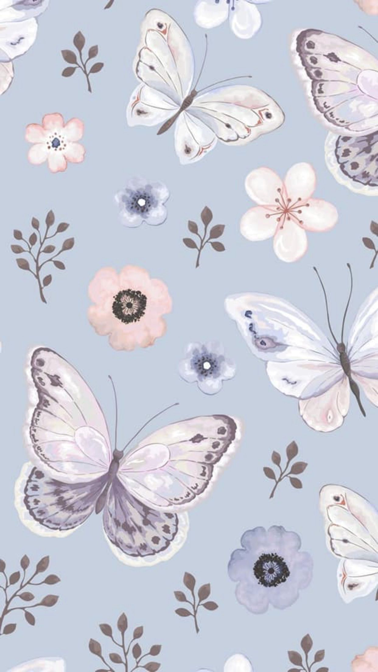 Pastel Flowers Butterflies Wallpapers