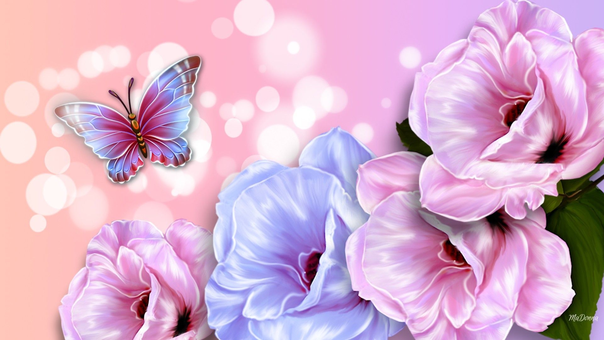 Pastel Flowers Butterflies Wallpapers