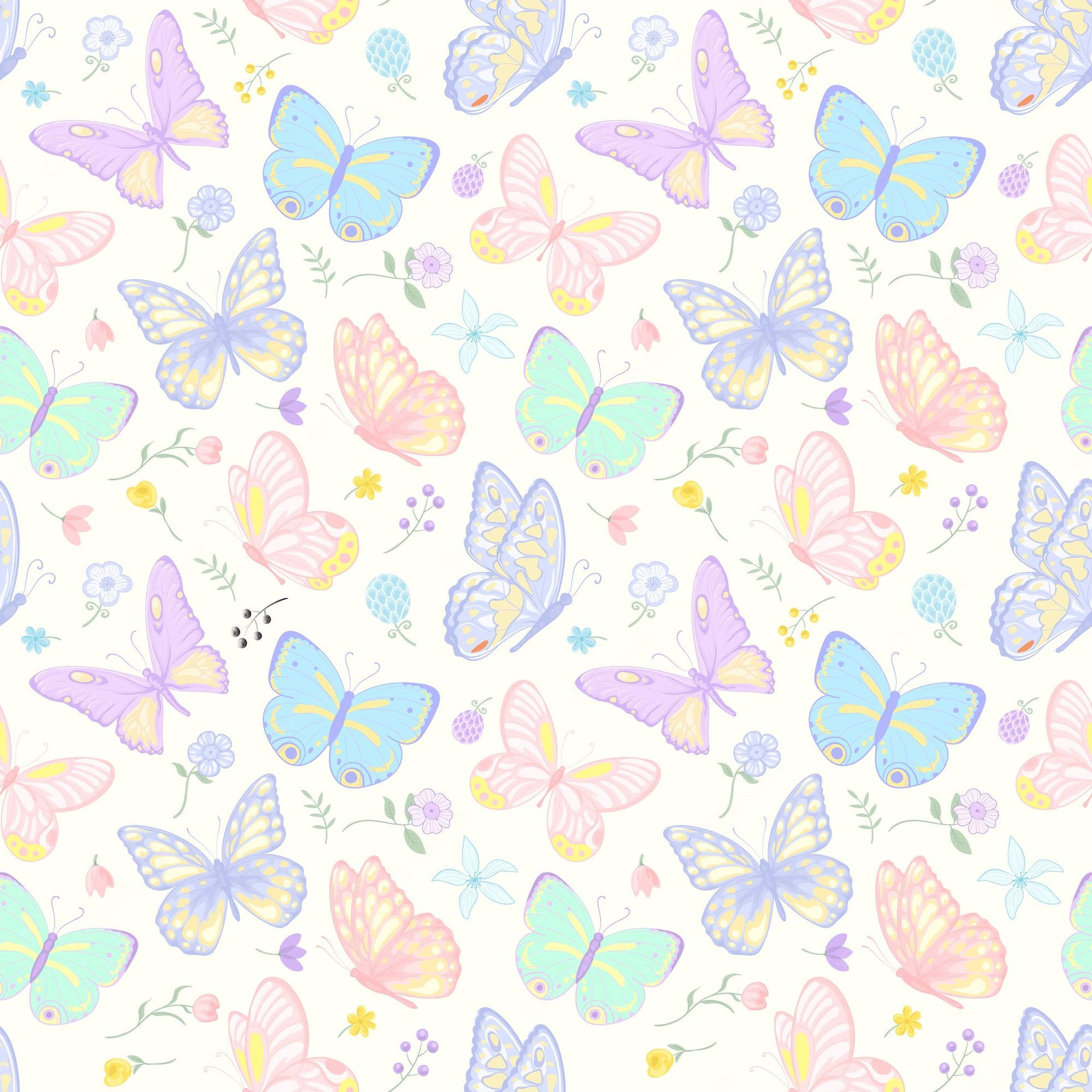 Pastel Flowers Butterflies Wallpapers