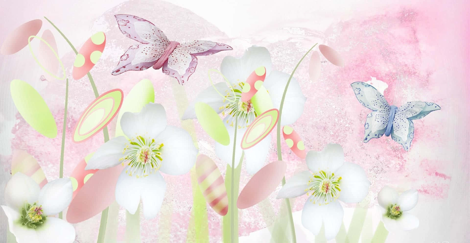 Pastel Flowers Butterflies Wallpapers