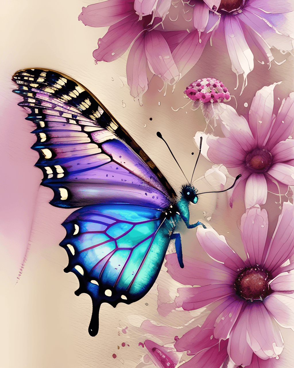 Pastel Flowers Butterflies Wallpapers