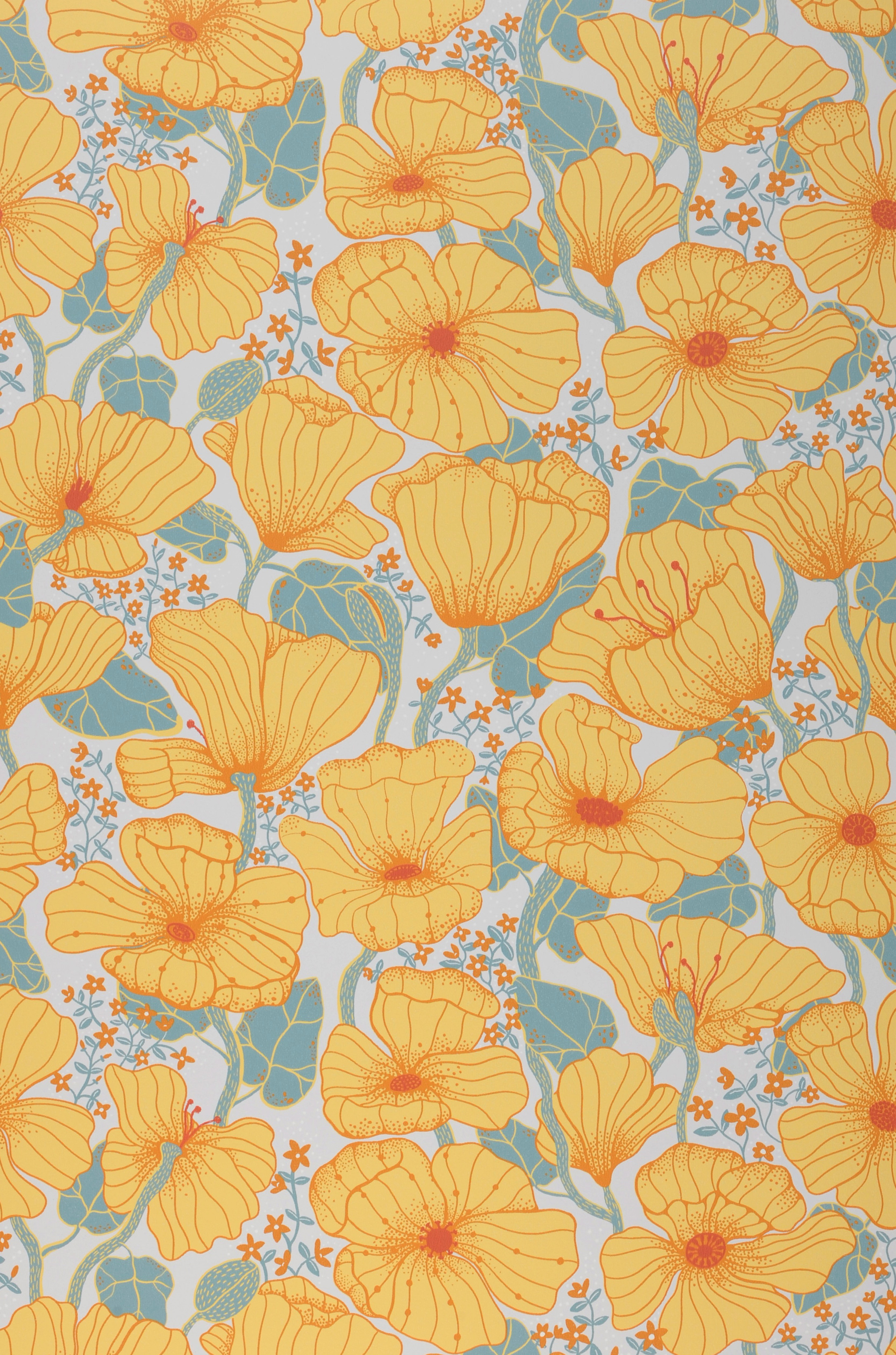 Pastel Yellow Floral Wallpapers