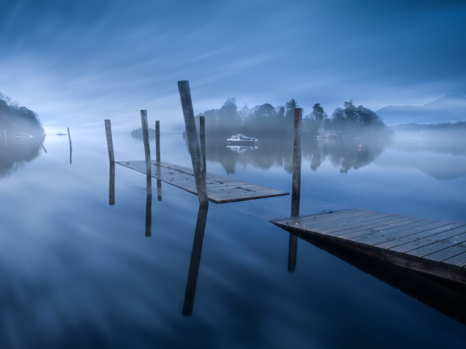 Pier And Foggy Lake Wallpapers