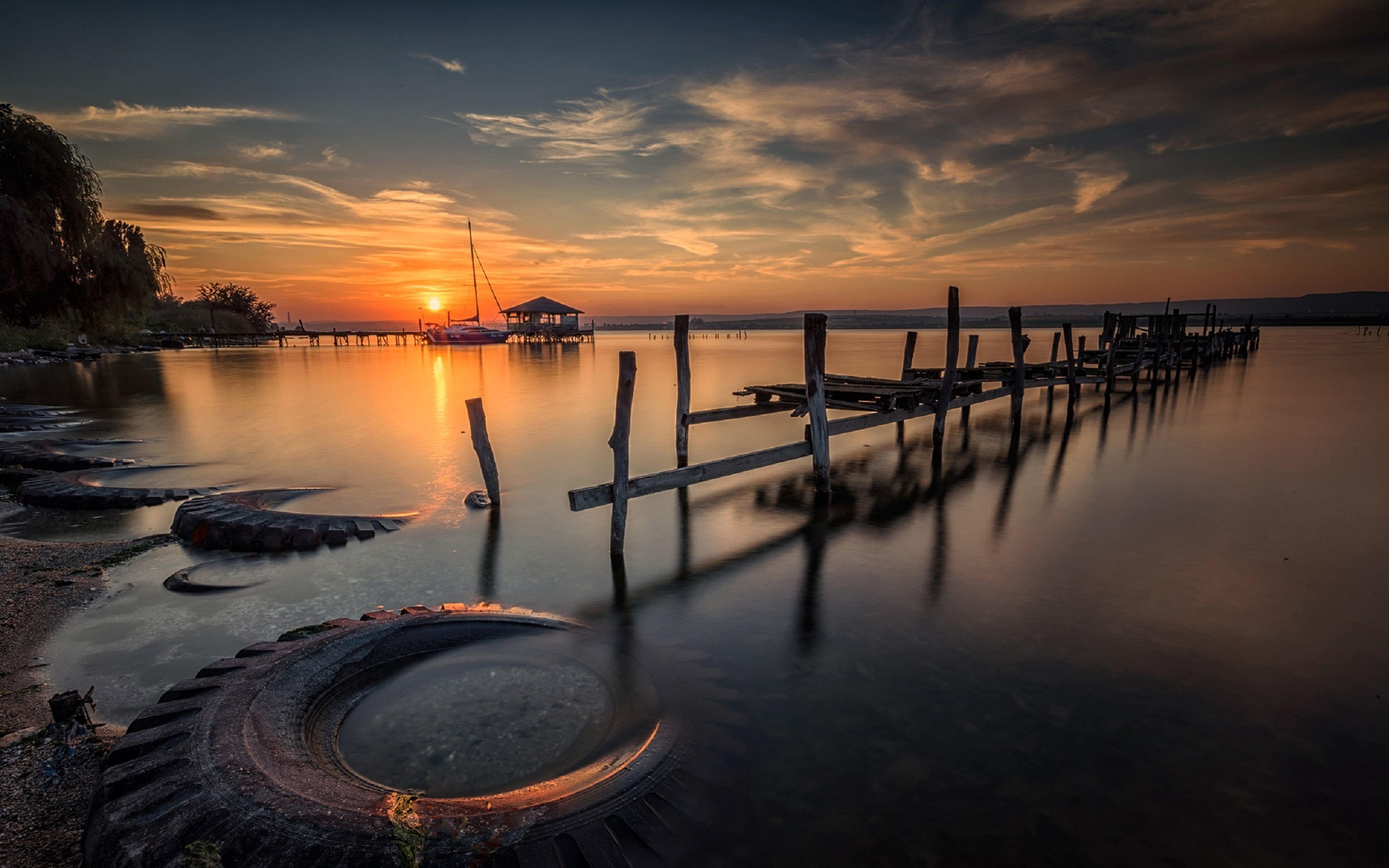 Pier At Sunset Wallpapers