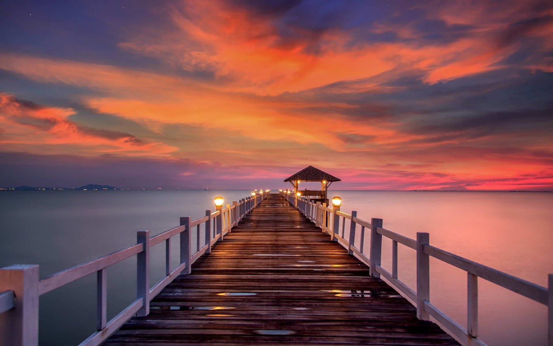 Pier At Sunset Wallpapers