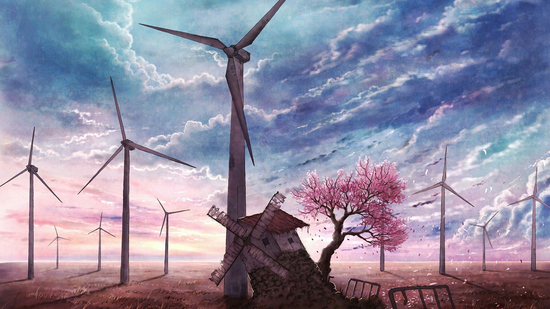 Pink Anime Scenery Wallpapers