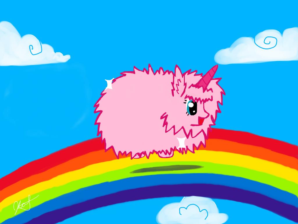 Pink Fluffy Unicorns Dancing On Rainbows Wallpapers