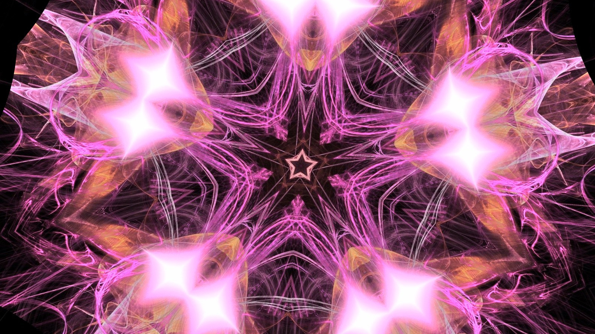 Pink Fractal On A Black Background