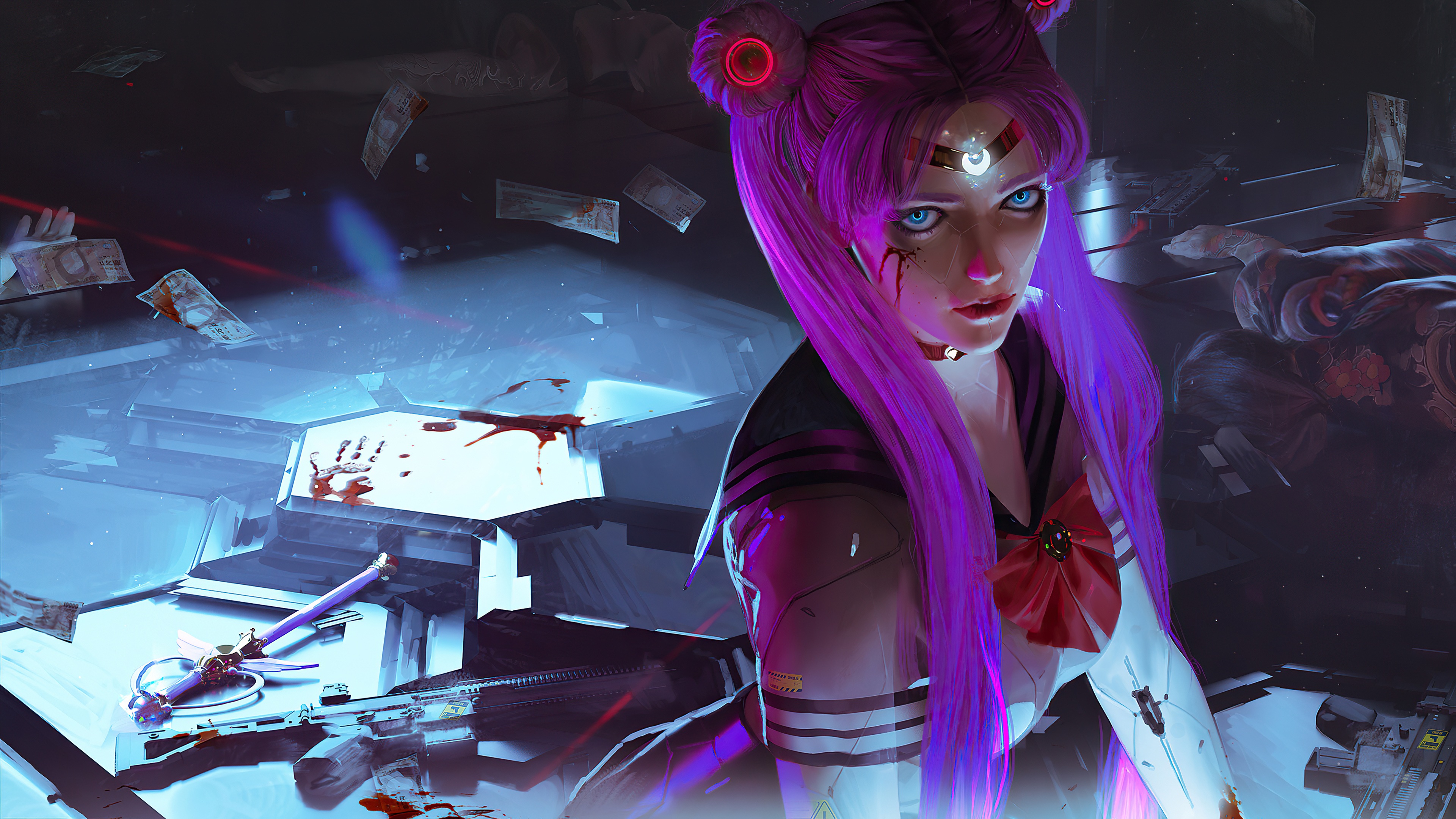 Pink Hair Cyborg Girl Wallpapers