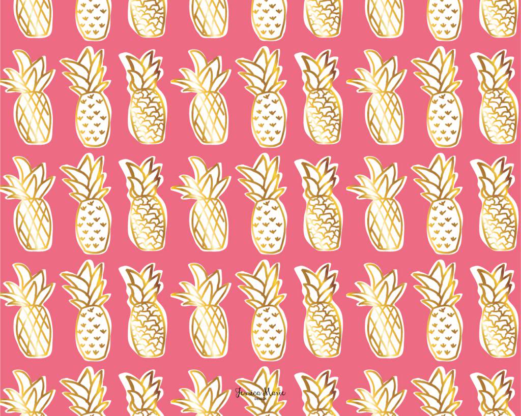 Pink Pineapple Pattern Wallpapers