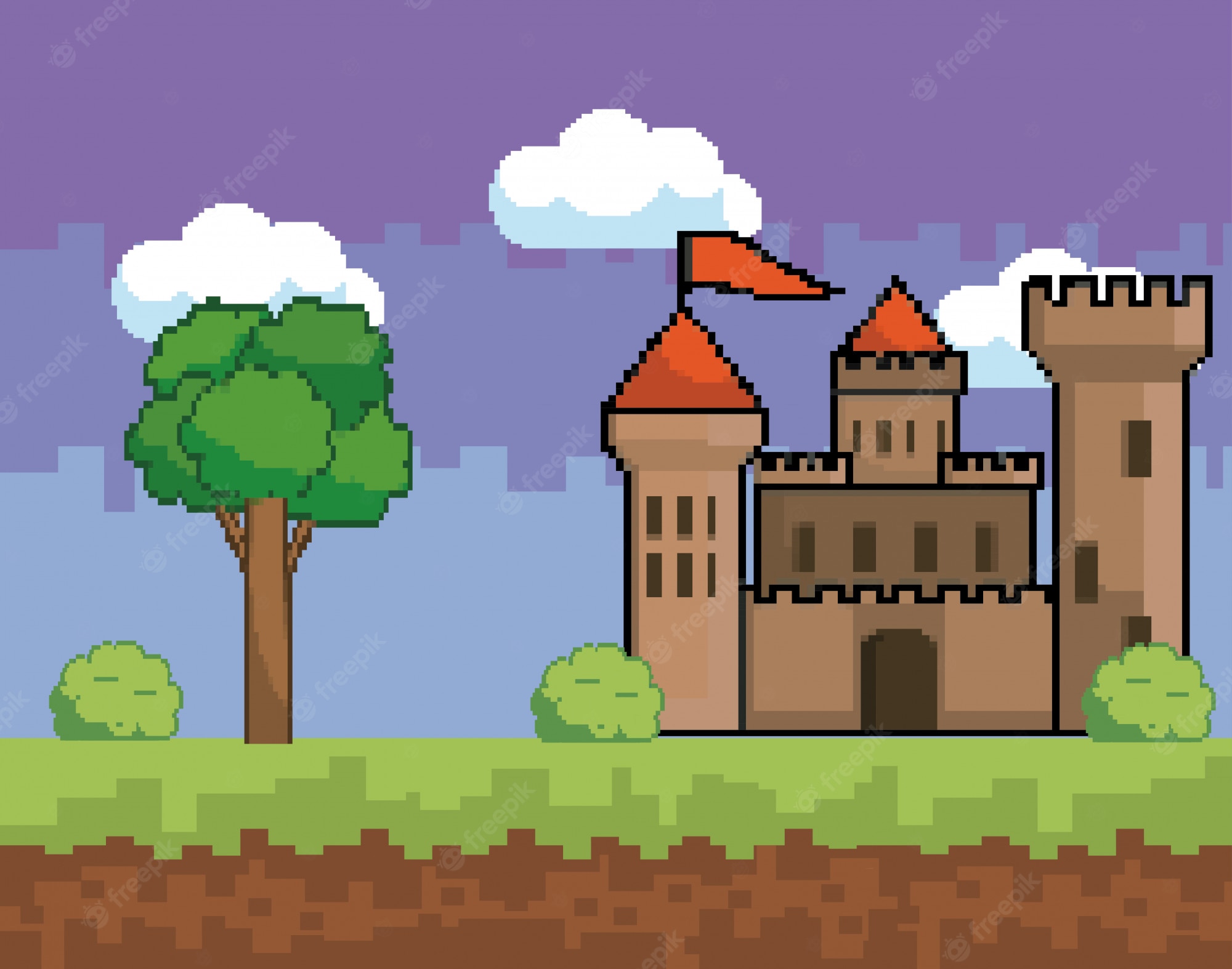 Pixel Castle Background