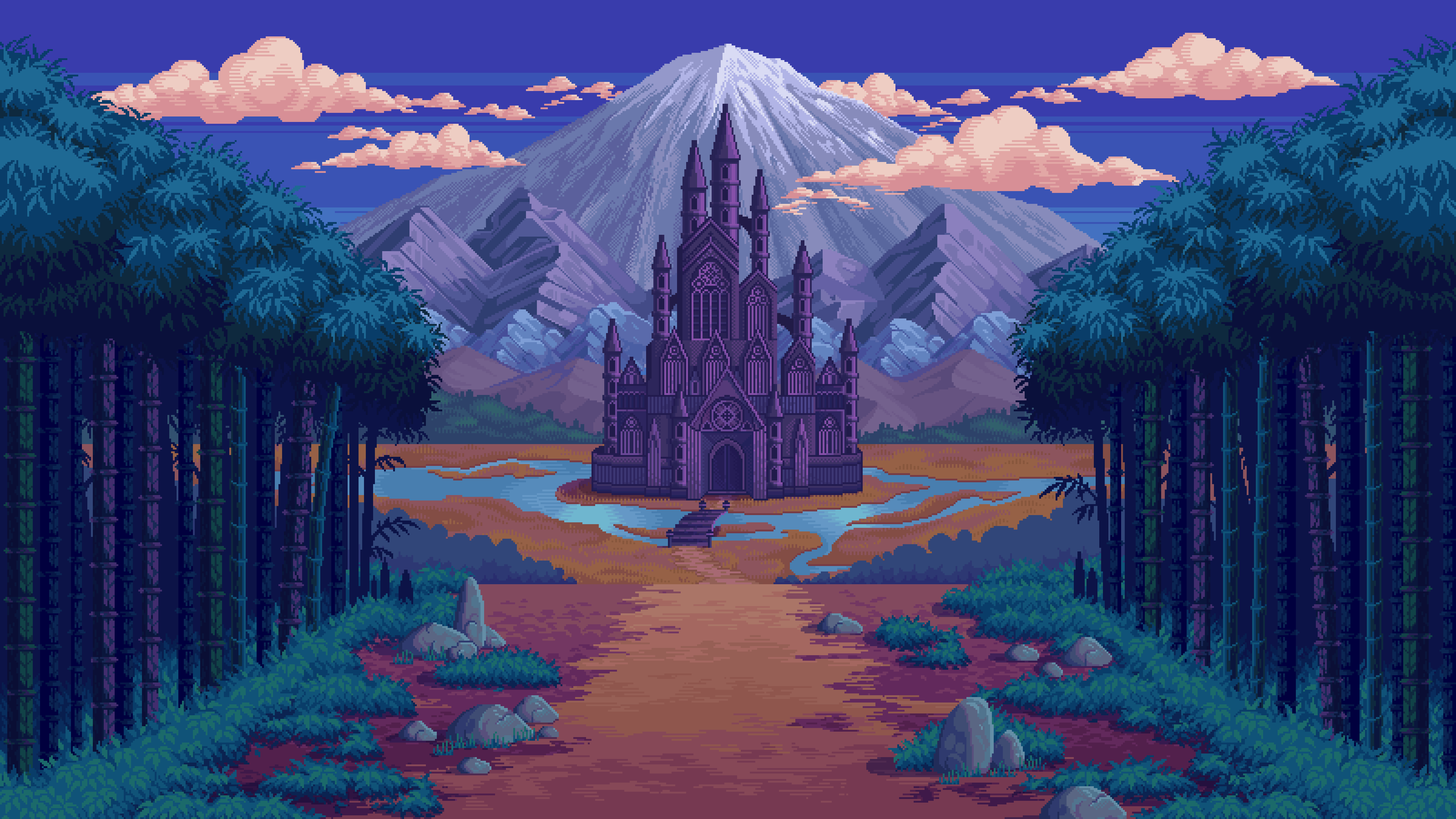 Pixel Castle Background