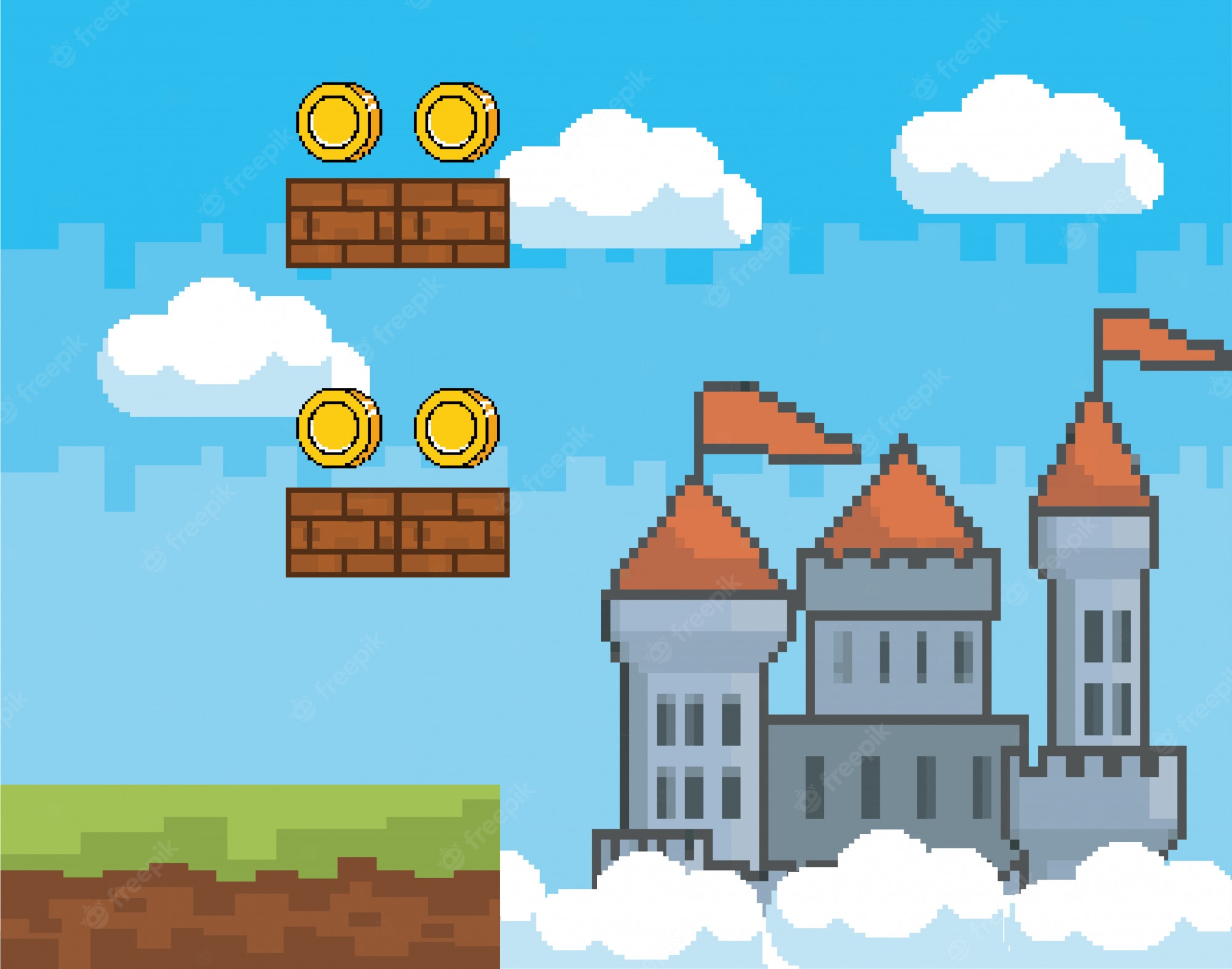 Pixel Castle Background