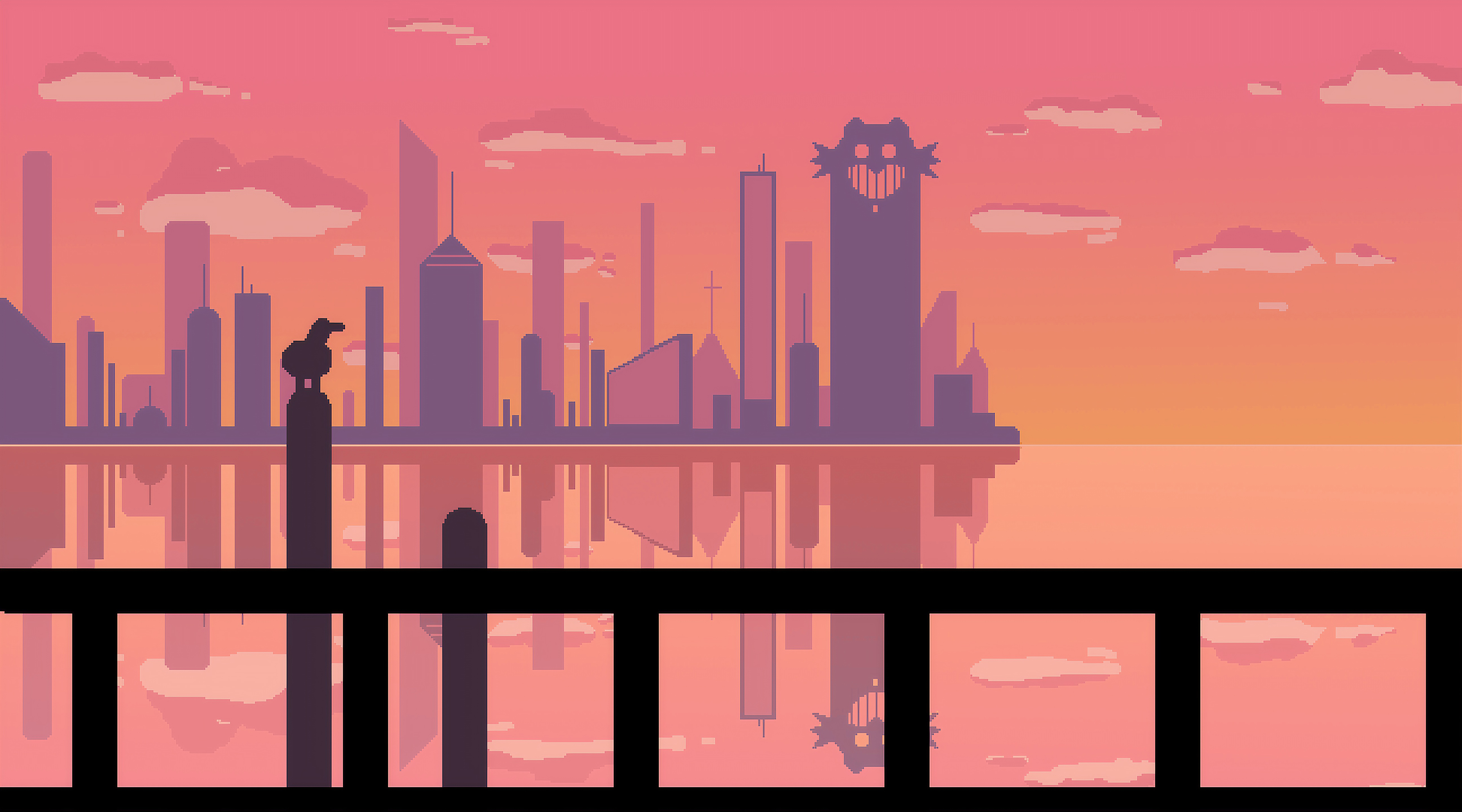 Pixel Sunset Digital Art Wallpapers