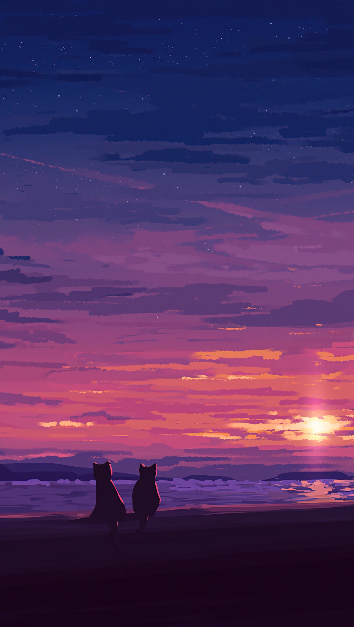 Pixel Sunset Digital Art Wallpapers