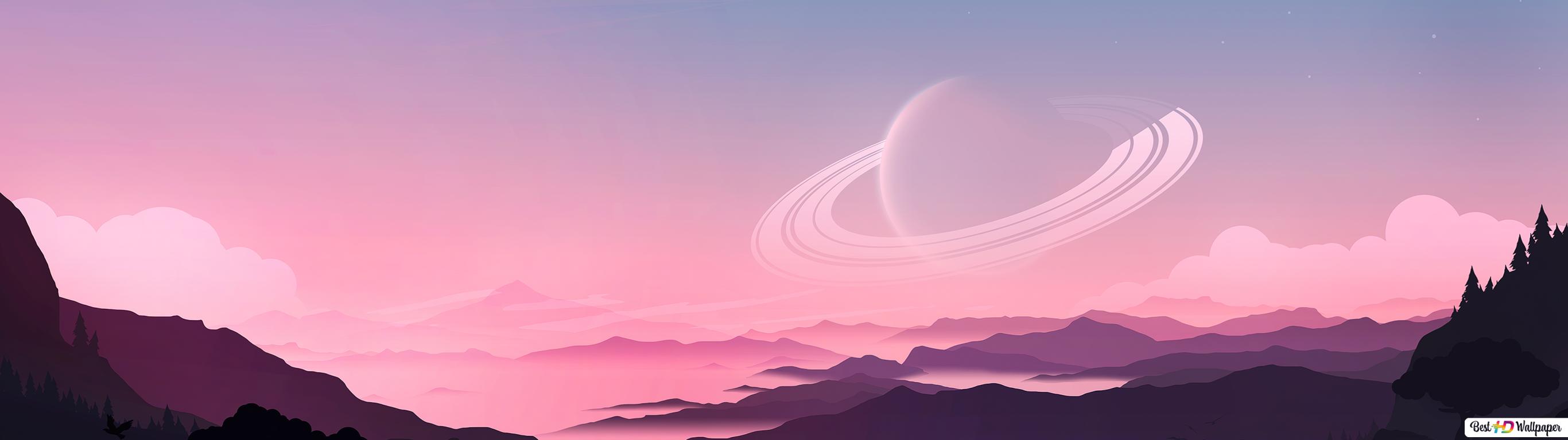 Planet And Mountains Artistic Wallpapers