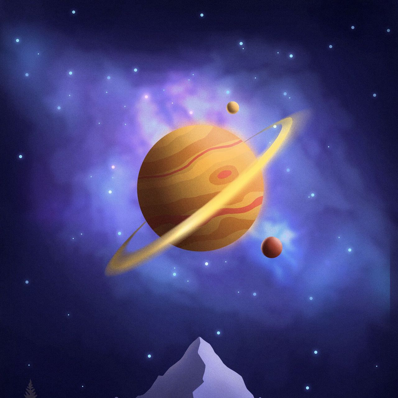 Planet And Mountains Artistic Wallpapers