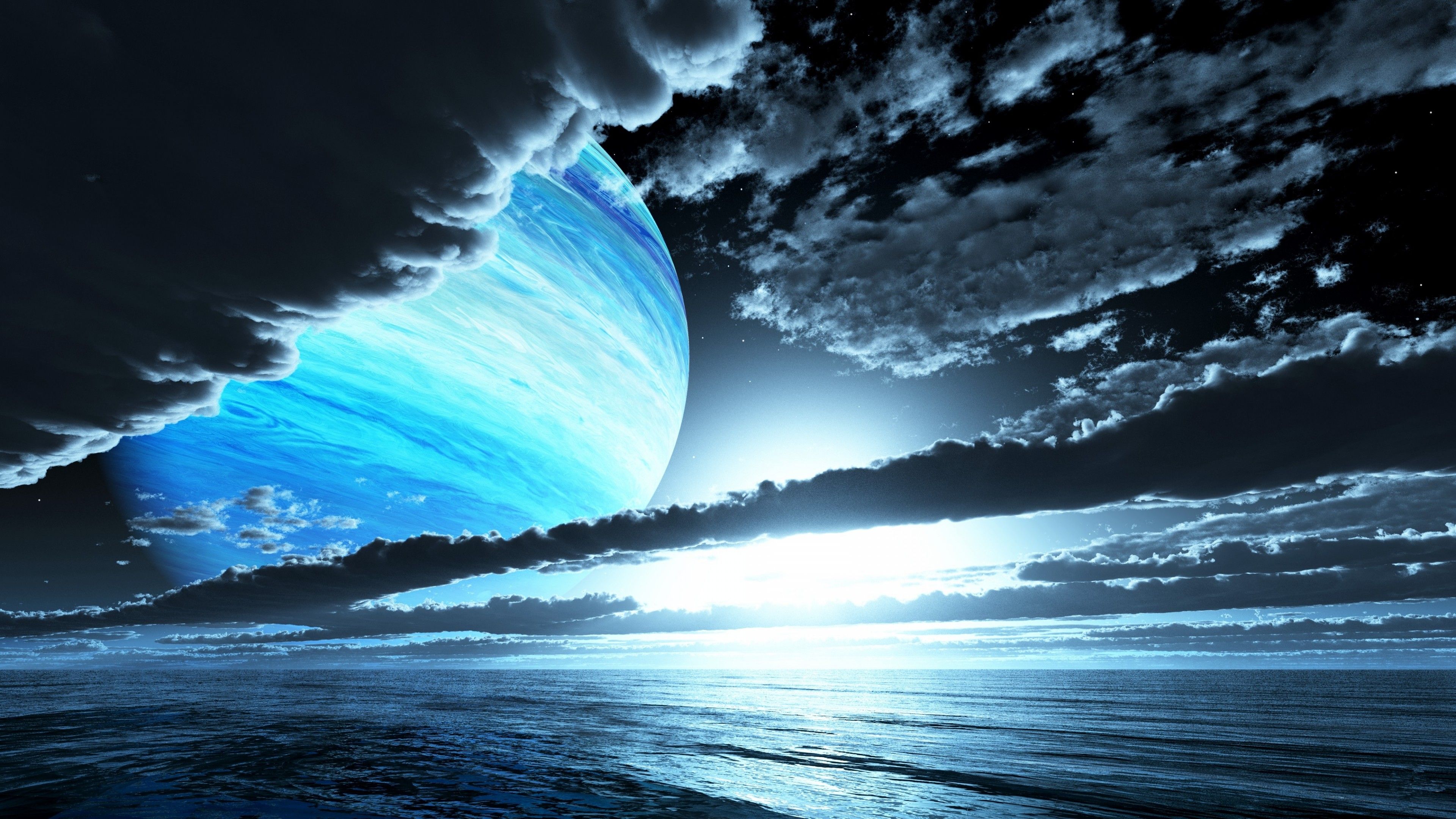 Planets Mountains Sea Sky Artwork Wallpapers