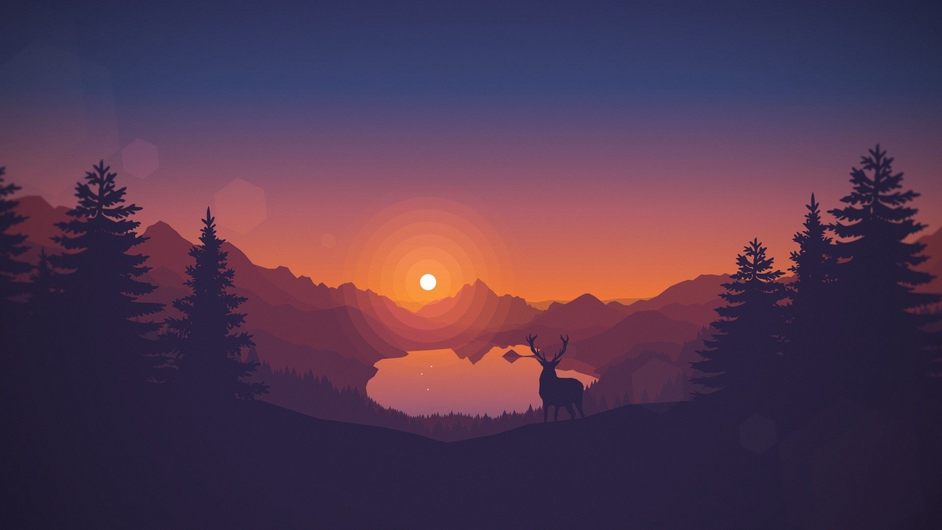 Poly Lakeside Minimal Wallpapers