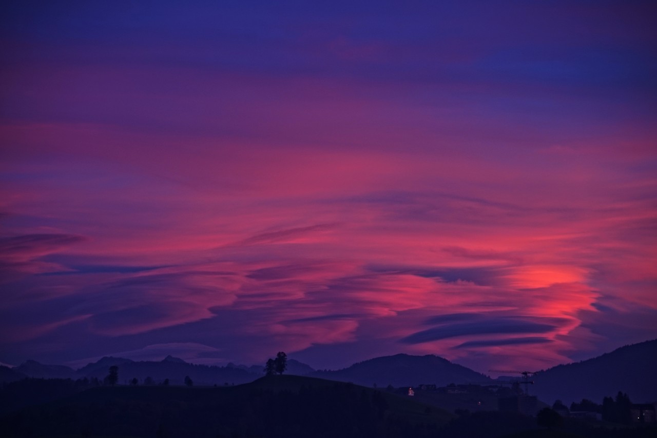 Purple Sky Clouds Mountains Wallpapers