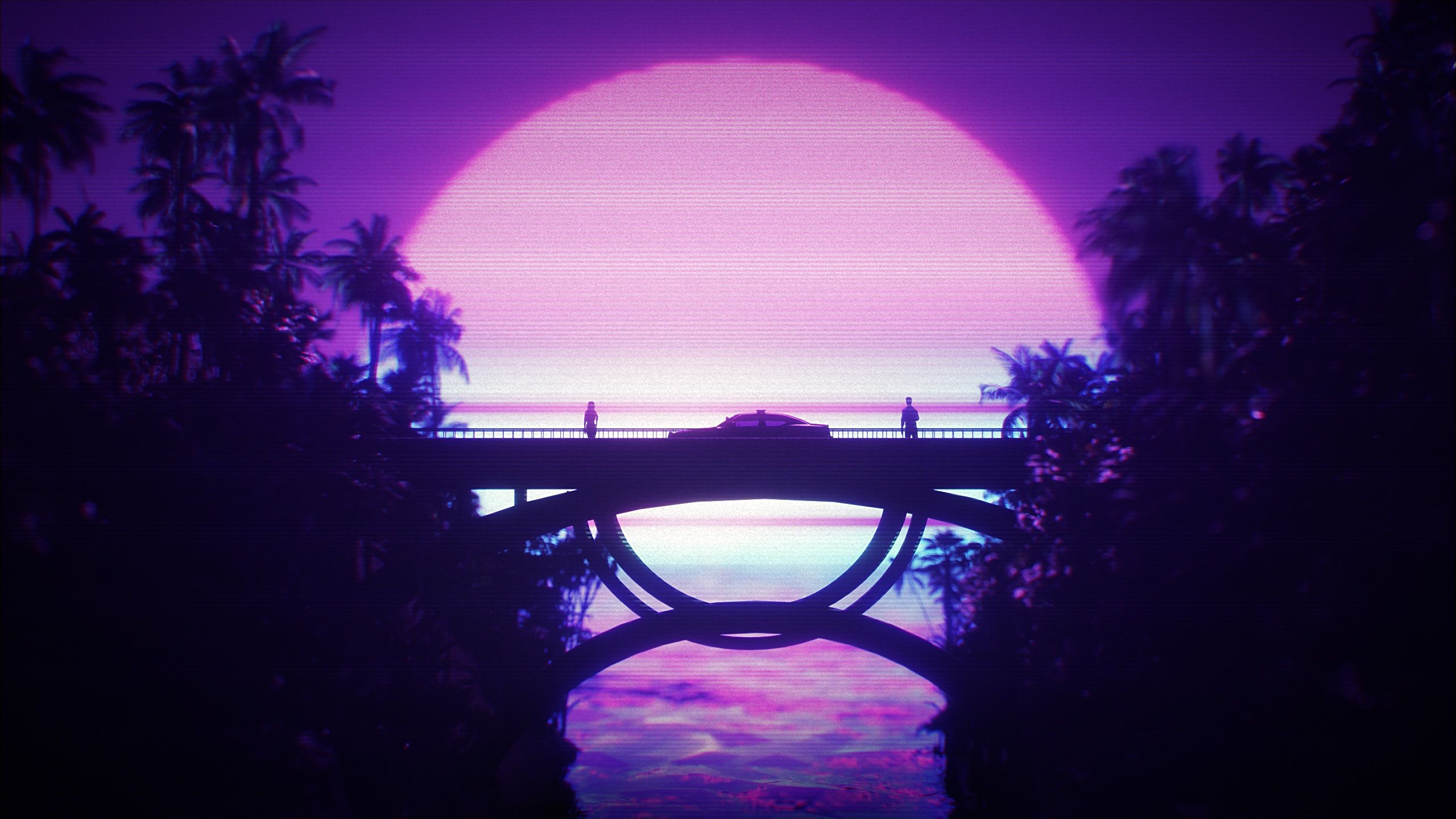 Purple Sunrise 4K Vaporwave Wallpapers