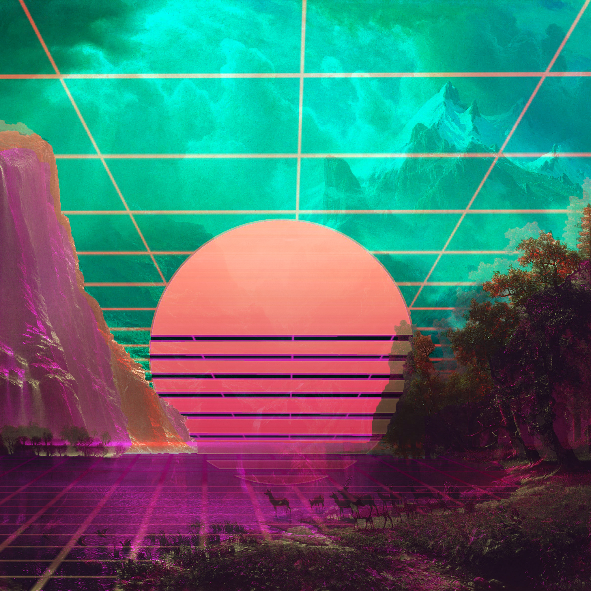 Purple Sunrise 4K Vaporwave Wallpapers