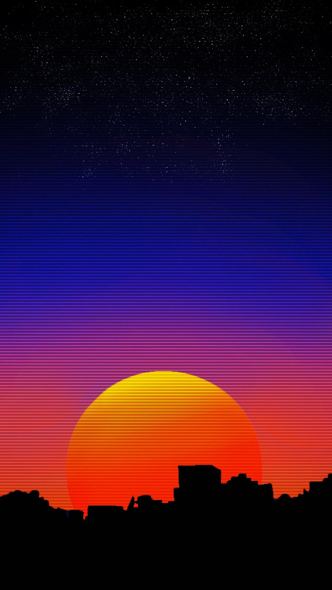 Purple Sunrise 4K Vaporwave Wallpapers