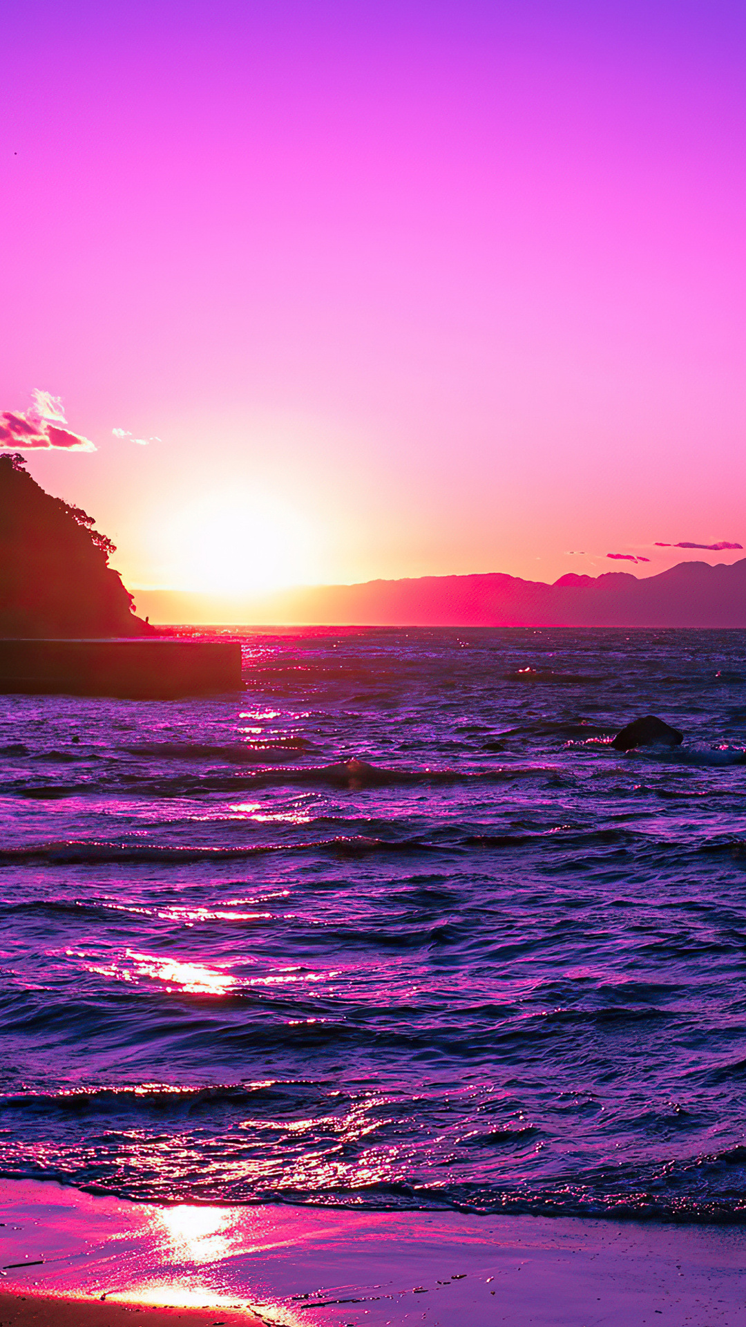 Purple Sunset Beach Wallpapers