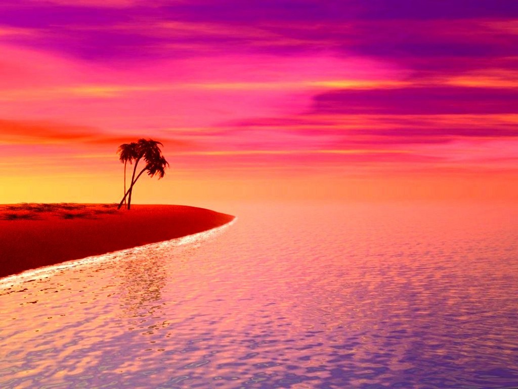 Purple Sunset Beach Wallpapers