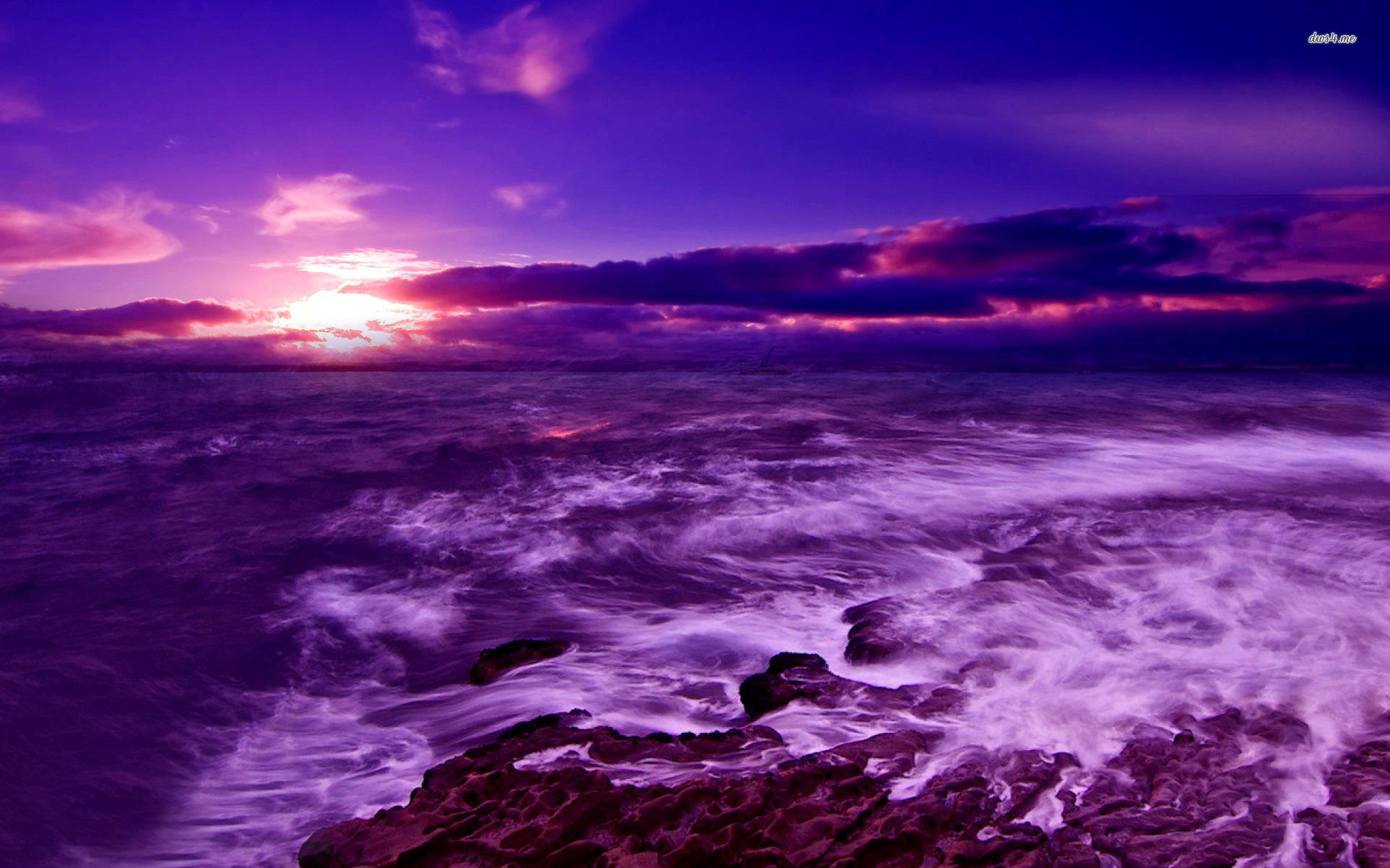 Purple Sunset Beach Wallpapers