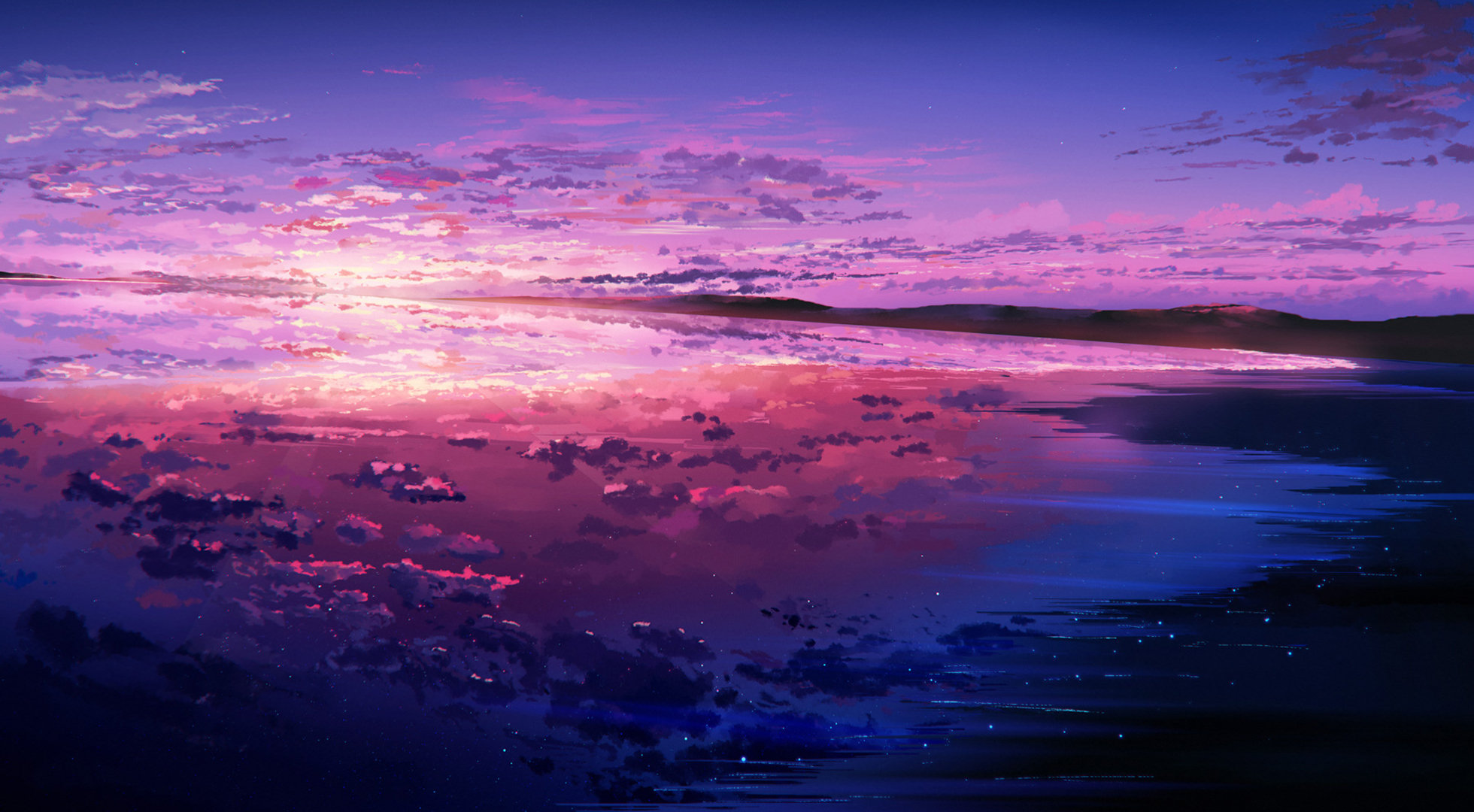 Purple Sunset Reflected In The Ocean Wallpapers