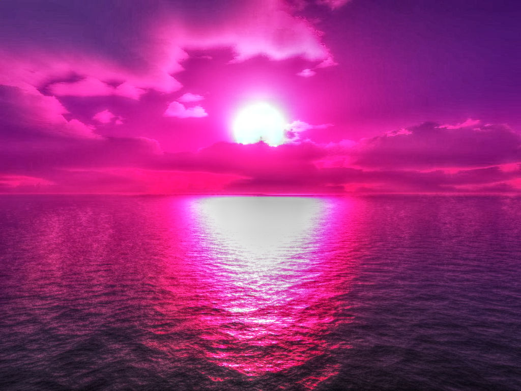 Purple Sunset Reflected In The Ocean Wallpapers