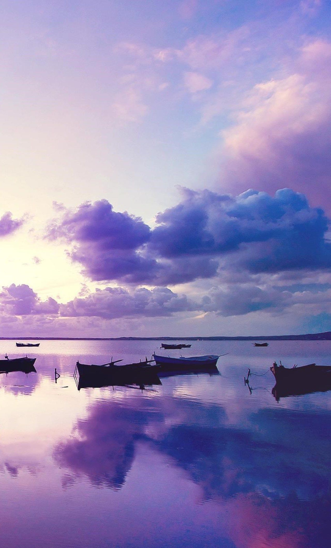 Purple Sunset Reflected In The Ocean Wallpapers