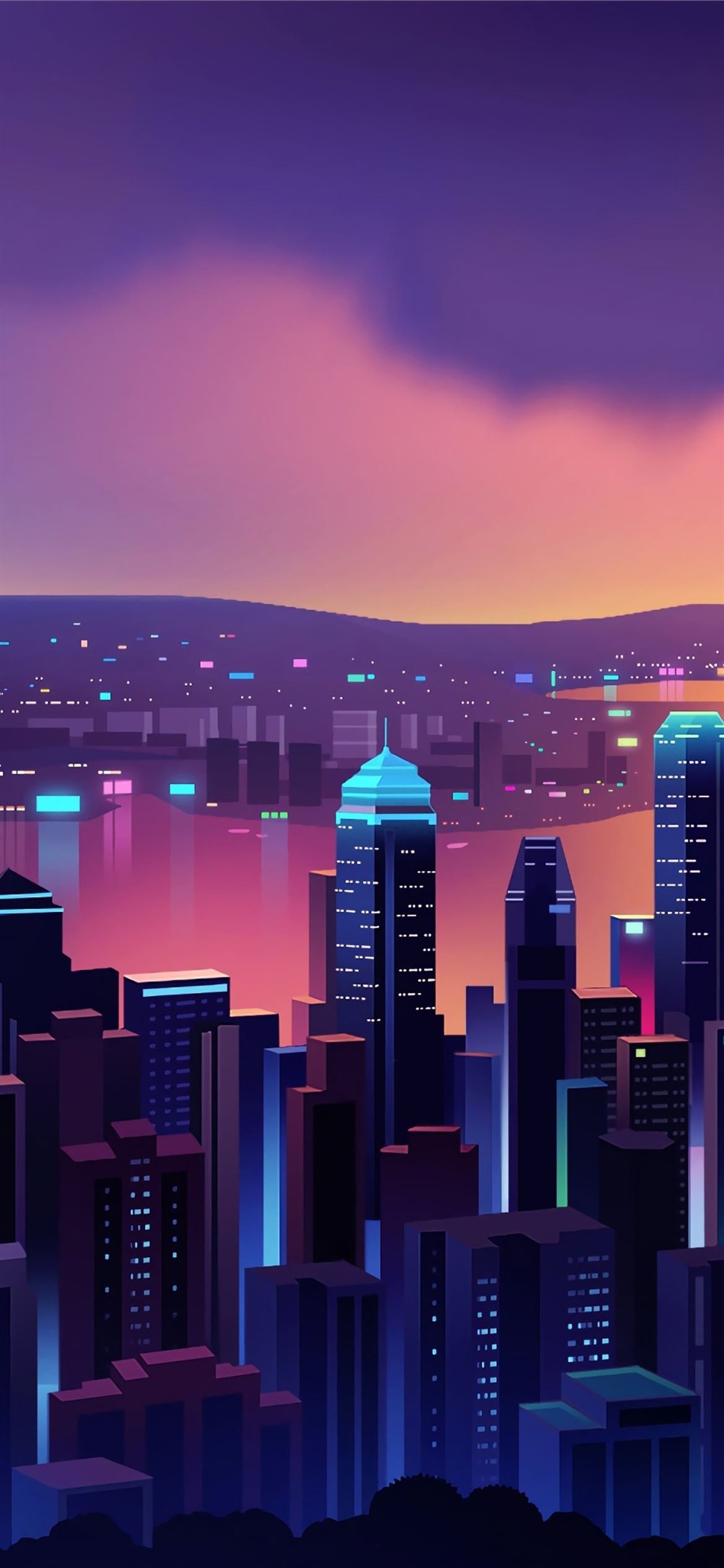 Purple Tall Buildings Minimal Wallpapers