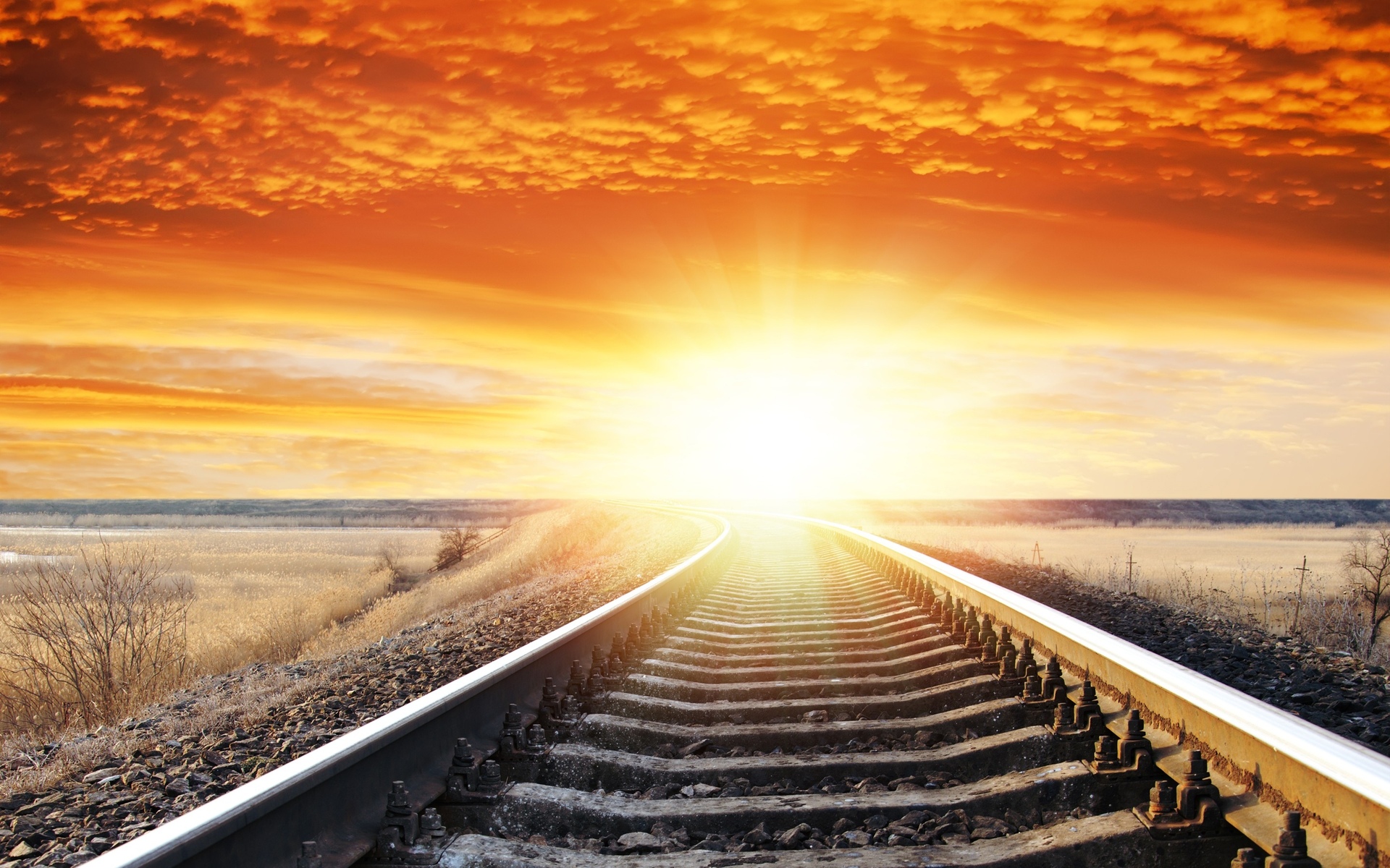 Railroad At Sunset Wallpapers