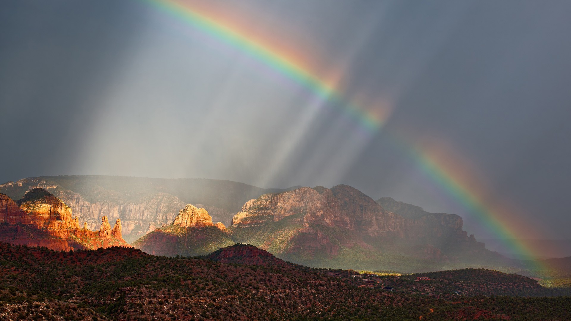 Rainbow Over Snowy Mountain Wallpapers