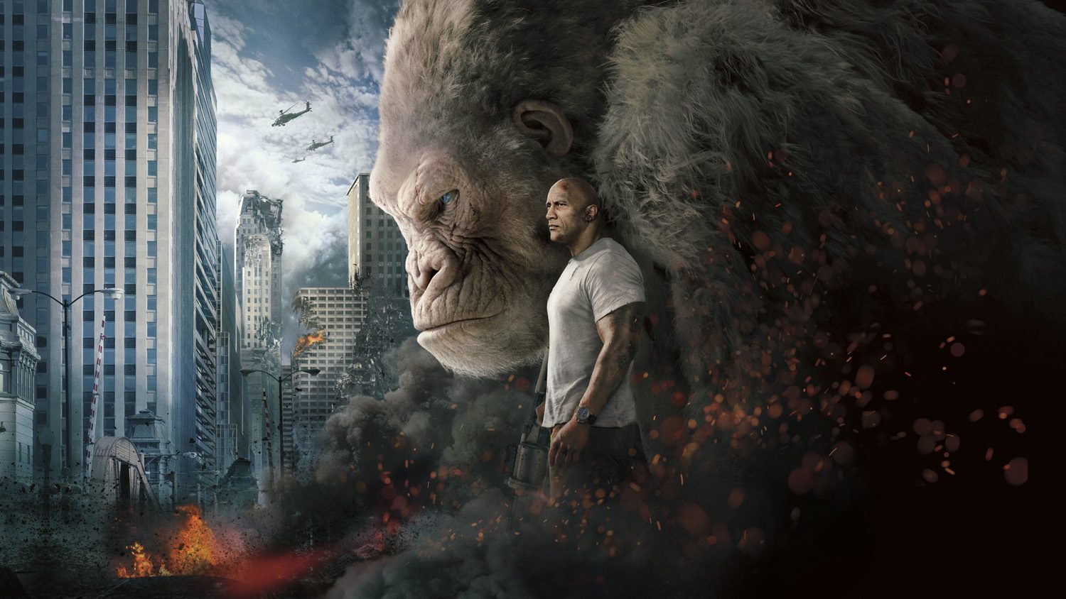 Rampage Dwayne Johnson, George The Giant Gorilla And Dinosaur Wallpapers