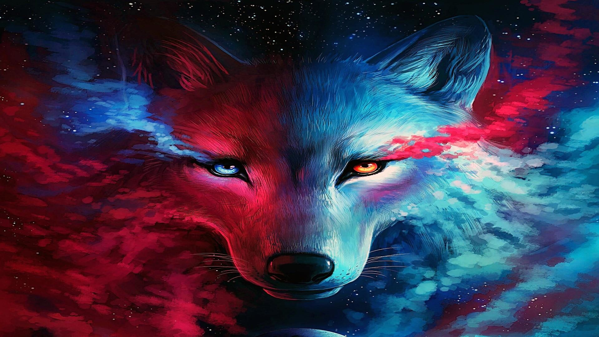 Red And Blue Wolf Wallpapers