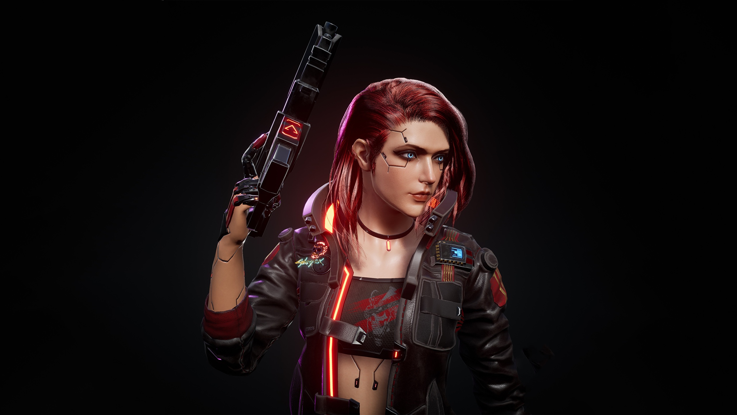 Red Hair Cyberpunk Girl Wallpapers